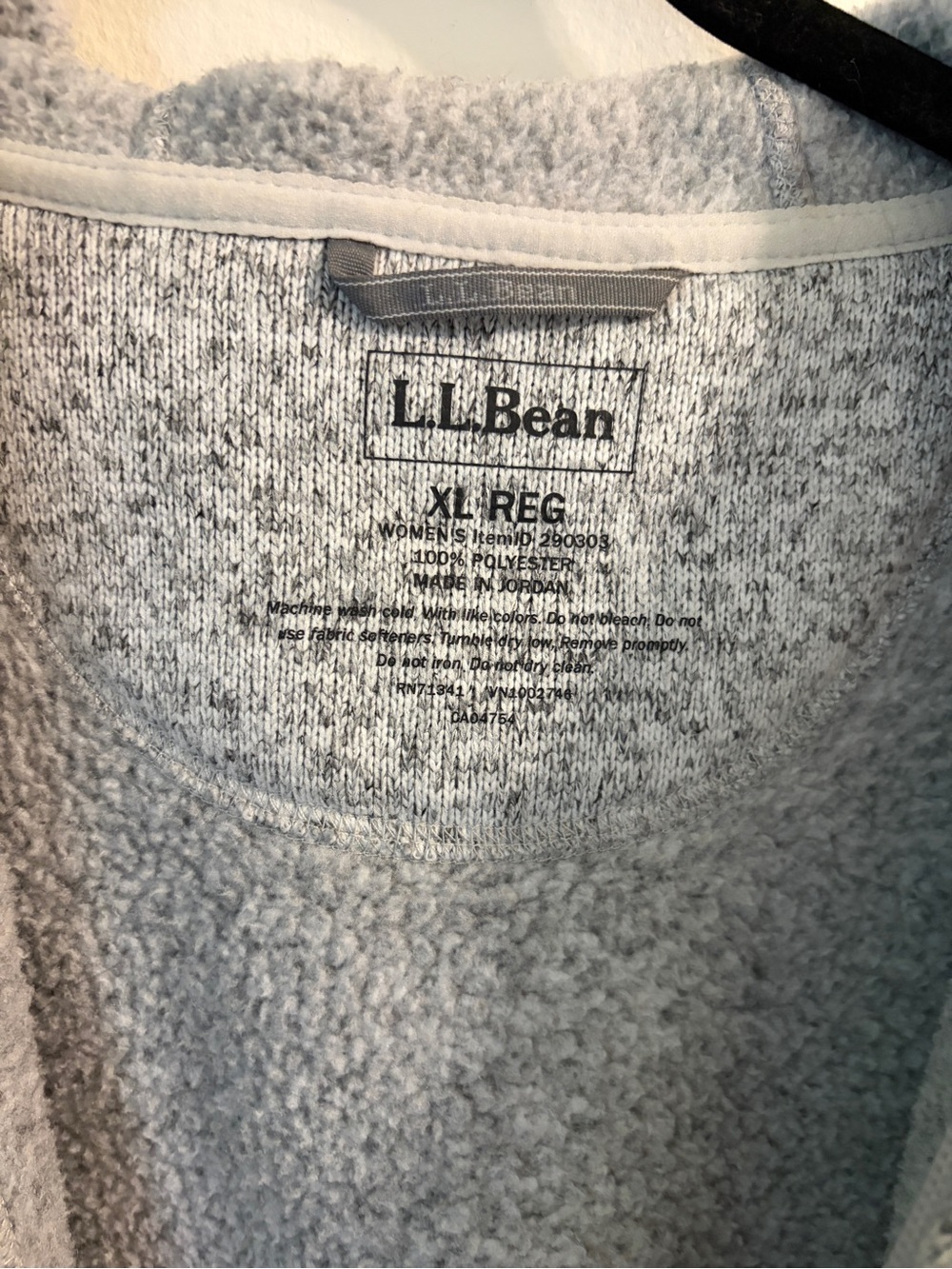 L.L. Bean Heather Light Gray Sherpa Fleece Pullover - Picture 2 of 3